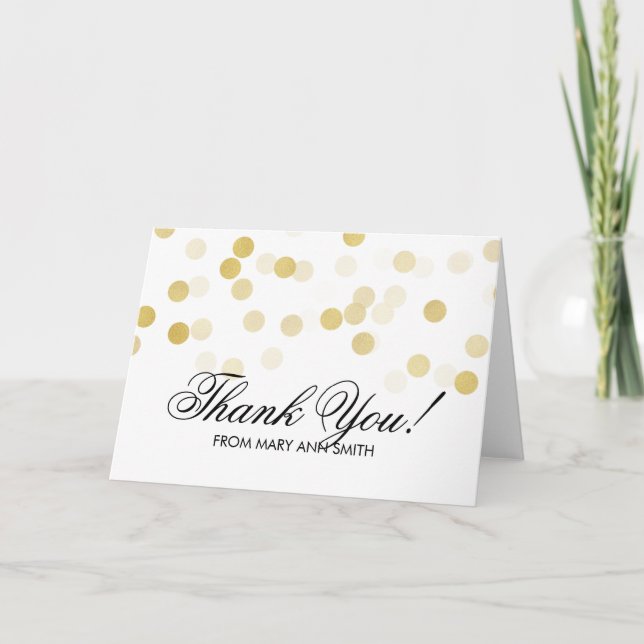 "Thank you" 50th Birthday Gold Foil Glitter Lights Thank You Card (Front)