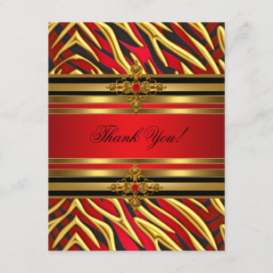 Thank You 50th Birthday Party Red Zebra Gold Black