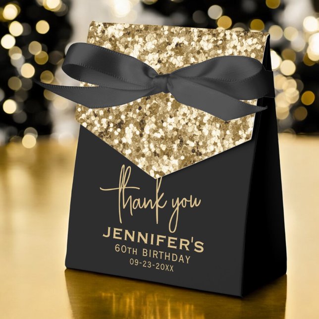 Thank You 60th Birthday Gold Glitter Monogram  Favour Box (Creator Uploaded)