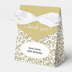 Thank You 60th Birthday Gold/White Pattern Favour Box