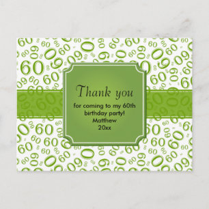 Thank You: 60th Birthday Number Pattern Blue/White Postcard