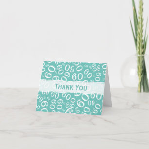Thank You 60th Birthday Number Pattern Teal/White Card