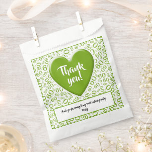 Thank You 60th Random Number Pattern Green/White Favour Bags