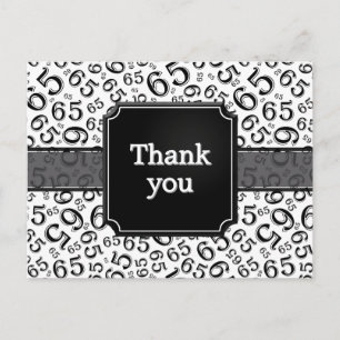 Thank You 65 Number Pattern Black/White Postcard