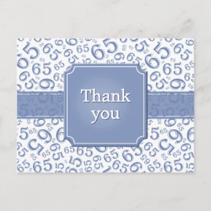 Thank You 65 Number Pattern Blue/White Postcard