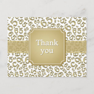 Thank You 65 Number Pattern Gold/White Postcard