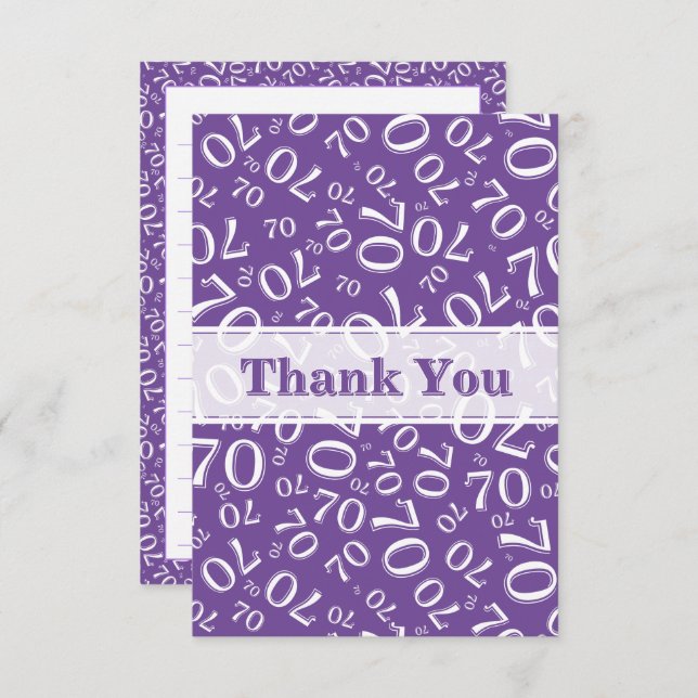 Thank You 70 Birthday Number Pattern Purple/White (Front/Back)