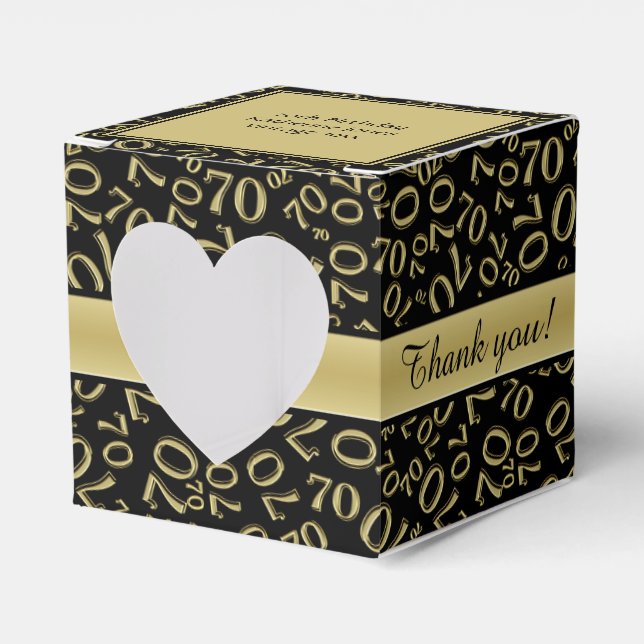 Thank you 70th Birthday Gold/Black Number Pattern Favour Box (Front Side)