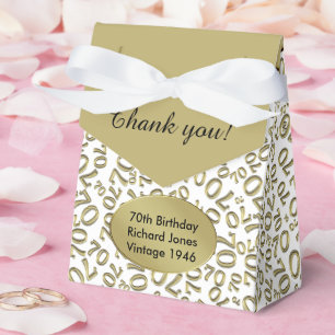Thank You 70th Birthday Gold/White Number Pattern Favour Box
