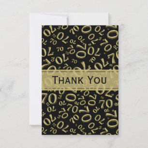 Thank You 70th Birthday Number Pattern Black/Gold
