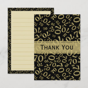 Thank You 70th Birthday Number Pattern Black/Gold Card