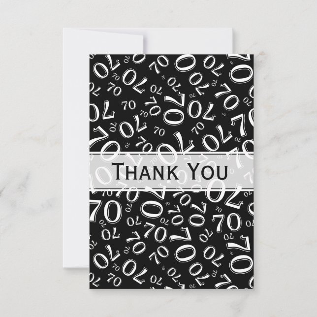 Thank You 70th Birthday Number Pattern Black/White (Front)