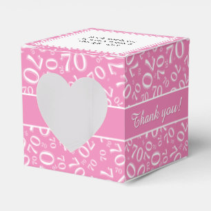Thank you 70th Birthday Pink/White Number Pattern Favour Box