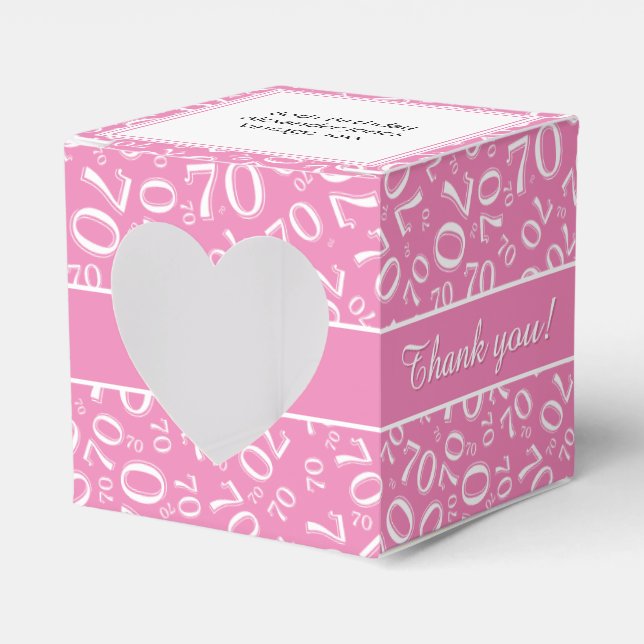 Thank you 70th Birthday Pink/White Number Pattern Favour Box (Front Side)