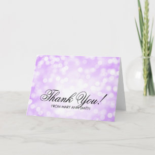 "Thank you" 70th Birthday Purple Glitter Lights Thank You Card