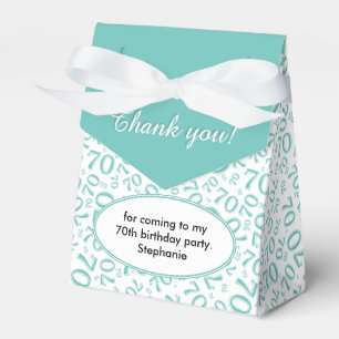 Thank You 70th Birthday Teal/White Number Pattern Favour Box
