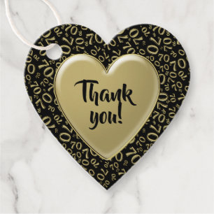 Thank You 70th Cool Number Pattern Gold and Black Favour Tags