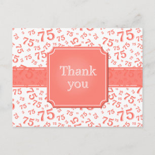 Thank You 75 Number Pattern Coral/White Postcard