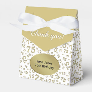 Thank You 75th Gold/White Random Number Pattern Favour Box