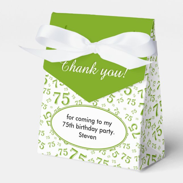Thank You 75th Green/White Random Number Pattern Favour Box (Front Side)