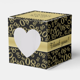 "Thank you": 80th Birthday Party Gold/Black  Theme Favour Box