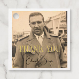 Thank You 80th Birthday Photo Male Modern  Favour Tags