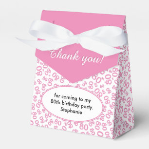 Thank You 80th Birthday Pink/White Number Pattern Favour Box