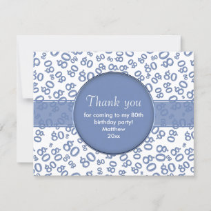 Thank You: 80th Blue/White Bday Number Pattern