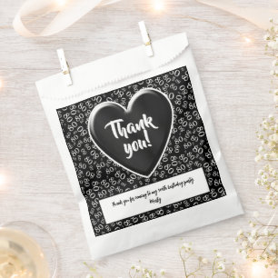 Thank You 80th Random Number Pattern Black/White Favour Bags