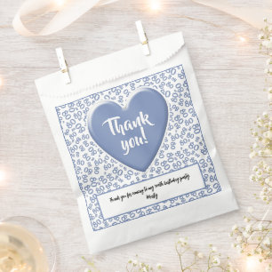 Thank You 80th Random Number Pattern Blue/White Favour Bags