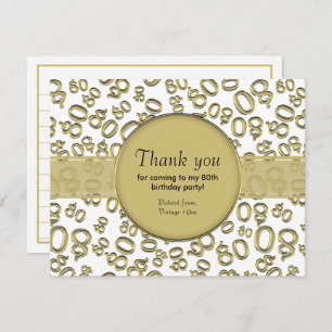 Thank You: 80th White/Gold Bday Number Pattern