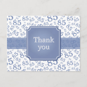 Thank You 85 Number Pattern Blue/White Postcard