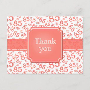 Thank You 85 Number Pattern Coral/White Postcard