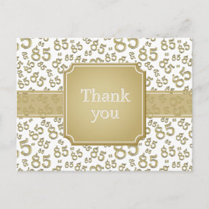 Thank You 85 Number Pattern Gold/White Postcard