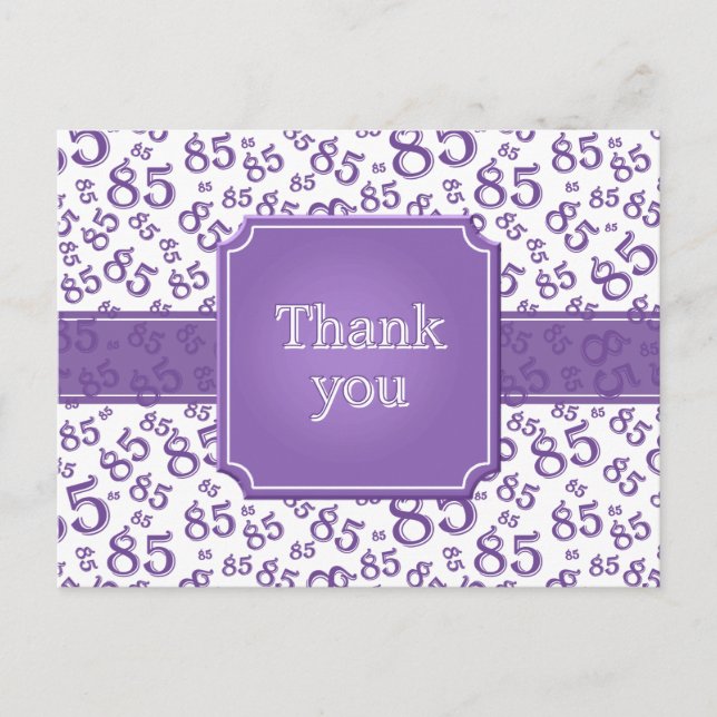 Thank You 85 Number Pattern Purple/White Postcard (Front)
