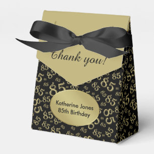 Thank You: 85th Birthday Gold/Black Number Pattern Favour Box
