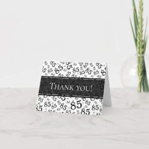 "Thank you!" 85th Black/White Number Pattern Thank You Card