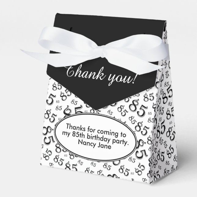 Thank You 85th Black/White Random Number Pattern Favour Box (Front Side)