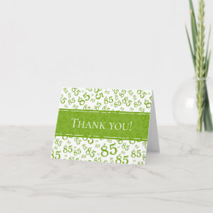 "Thank you!" 85th Green/White Number Pattern Thank You Card