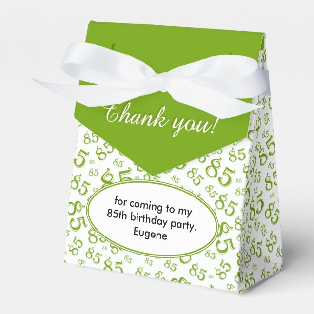 Thank You 85th Green/White Random Number Pattern Favour Box (Front Side)