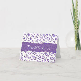 "Thank you!" 85th Purple and White Number Pattern Thank You Card