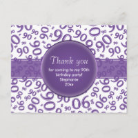 Thank  You 90 Purple/White Birthday Number Pattern