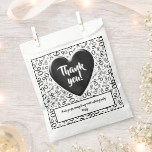 Thank You 90th Random Number Pattern Black/White Favour Bags