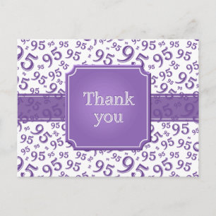 Thank You 95 Number Pattern Purple/White Postcard