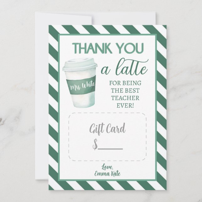 Thank You a Latte - Teacher Gift Cart Template (Front)