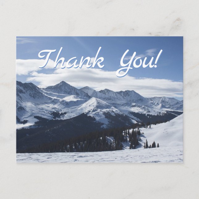 Thank You. A View of the Snowy Alpine Mountains Postcard (Front)