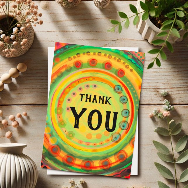 Thank You Abstract Colourful Cheerful Fun  Card (Creator Uploaded)