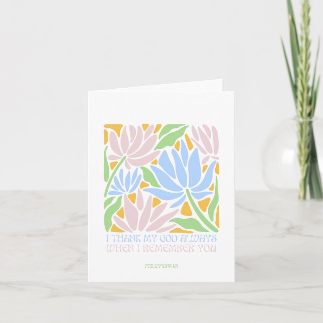 Thank You Abstract Floral Card Bible Verse Card (Front)