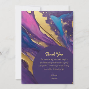Thank You-Abstract Flow Art- Fuchsia and Gold- Invitation