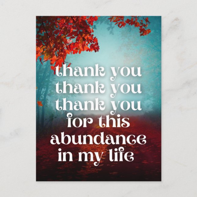Thank You Abundance Money Law of Attraction Postcard (Front)